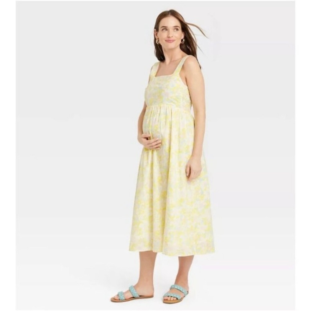 The Nines by HATCH Yellow Floral Maxi Dress